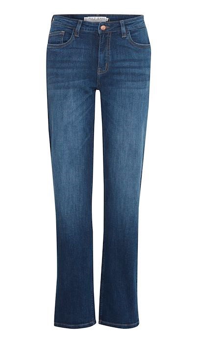 Pulz Joyy Jeans, Straight, Højtaljet, Medium Blå